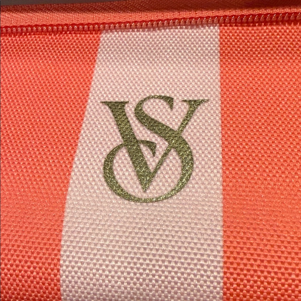 Victoria's Secret Coral and Pink Striped Bag - Picture 4 of 4